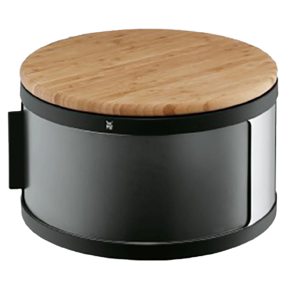 BauscherHepp 06.3445.6030 12-3/5 Inch Round Bread Bin with Bamboo Cutting Board Stainless Steel Glass Black BauscherHepp 06.3445.6030 12-3/5 Inch Round Bread Bin with Bamboo Cutting Board Stainless Steel Glass Black
