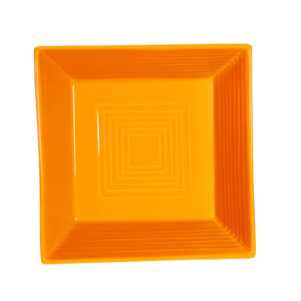 CAC China TG-B6-TNG 15 Oz Square Bowl Porcelain Tangerine Dishwasher Safe