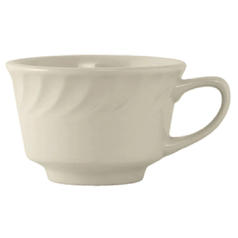 Tuxton MEF-080 8 Oz Cup Embossed China Dishwasher Safe Lead-Free