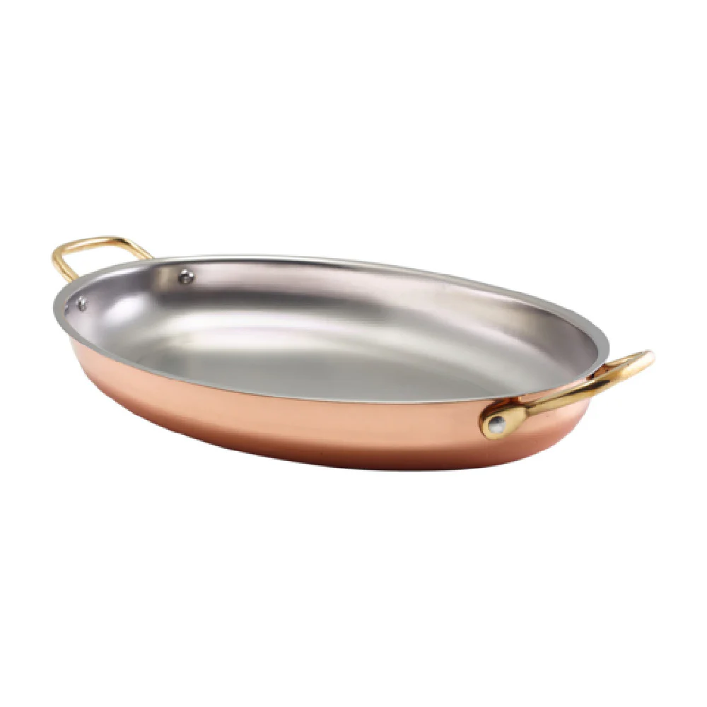 Steelite GWSSD34C 15-3/4 Inch Dish Oval Stainless Steel with Copper - Bowl