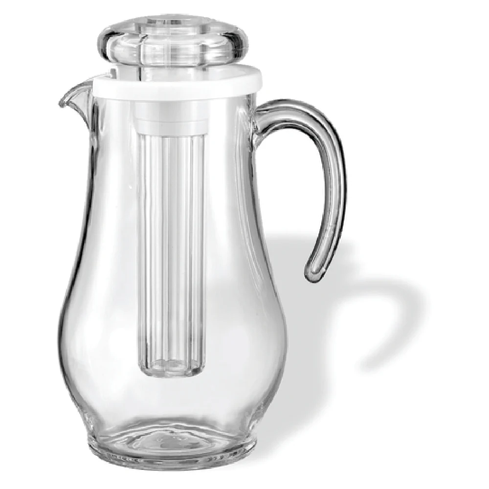 Service Ideas SWP19SB 1.9 Liter Water Pitcher with Ice Tube Clear SAN Plastic