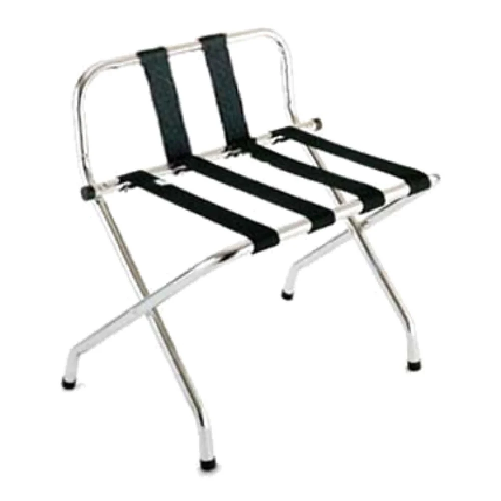 Central Specialties 1055B-C-BL-1 24-1/4 Inch Luggage Rack Chrome Metal High Back with Webbing Central Specialties 1055B-C-BL-1 24-1/4 Inch Luggage Rack Chrome Metal High Back with Webbing