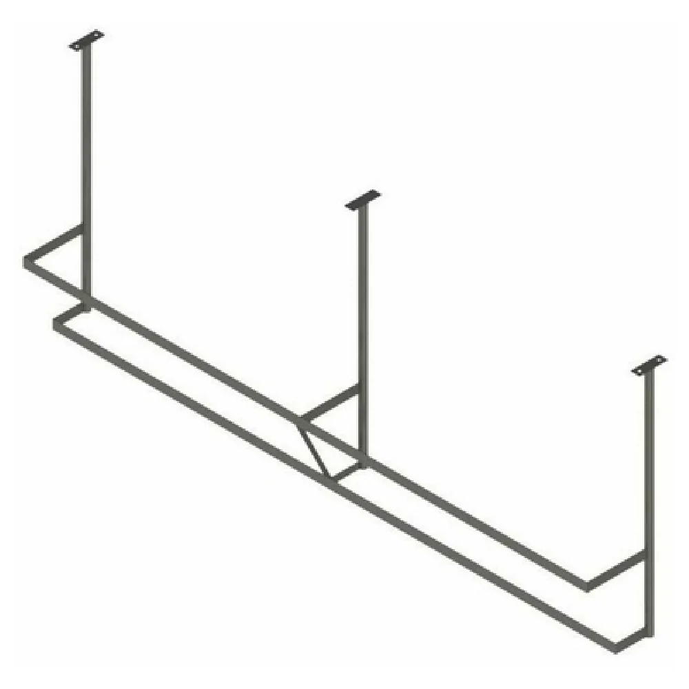 John Boos PRD6-C 127 Inch Double Bar Pot Rack Ceiling Mount Stainless Steel with Hooks