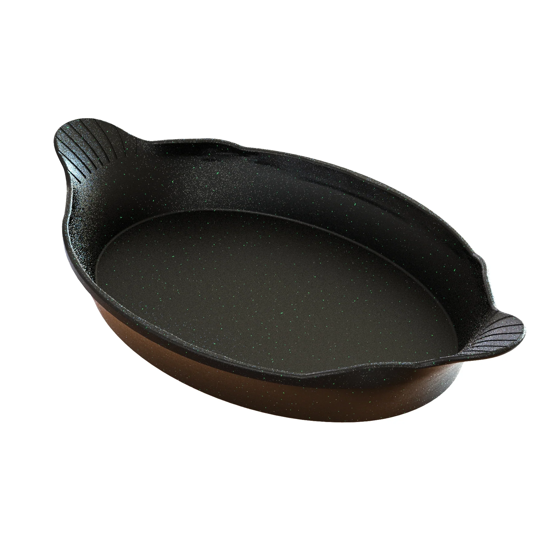 Tablecraft CW1720BKGS 1-1/2 Quart Au Gratin Dish Metal Cold Holding Black Green Speckle