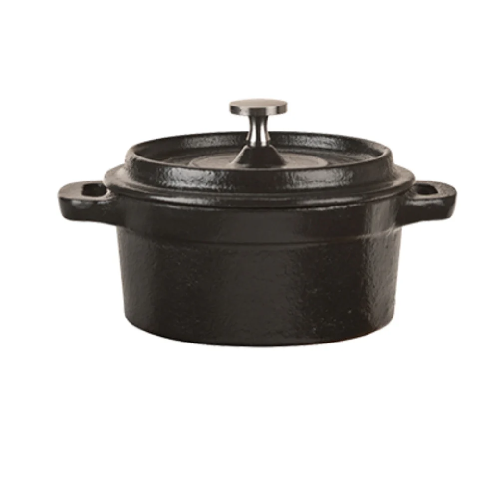 Libbey CIS-25 9 Oz Cast Iron Miniature Dutch Oven Round with Lid Black Libbey CIS-25 9 Oz Cast Iron Miniature Dutch Oven Round with Lid Black