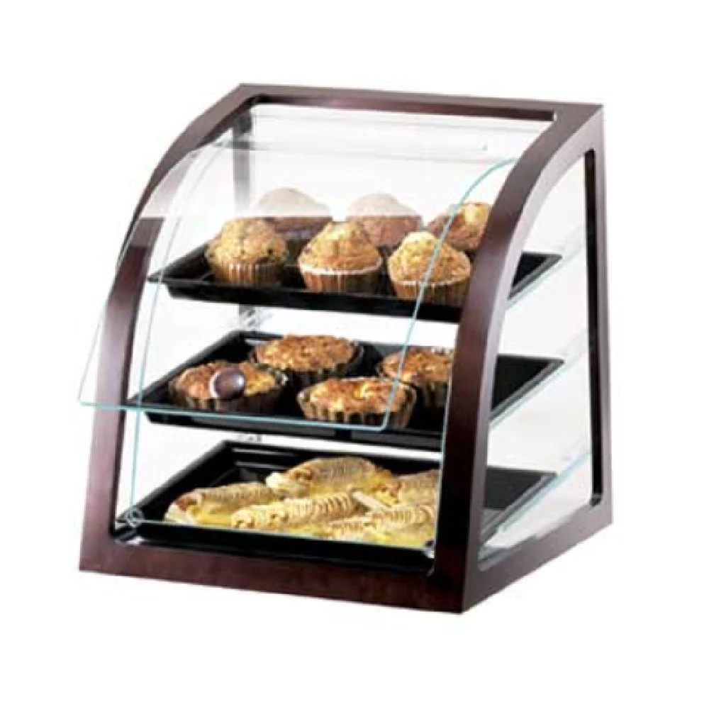 Cal Mil P255-52S 17 Inch 3-tier Non-refrigerated Display Case with Black Trays Acrylic and Wood