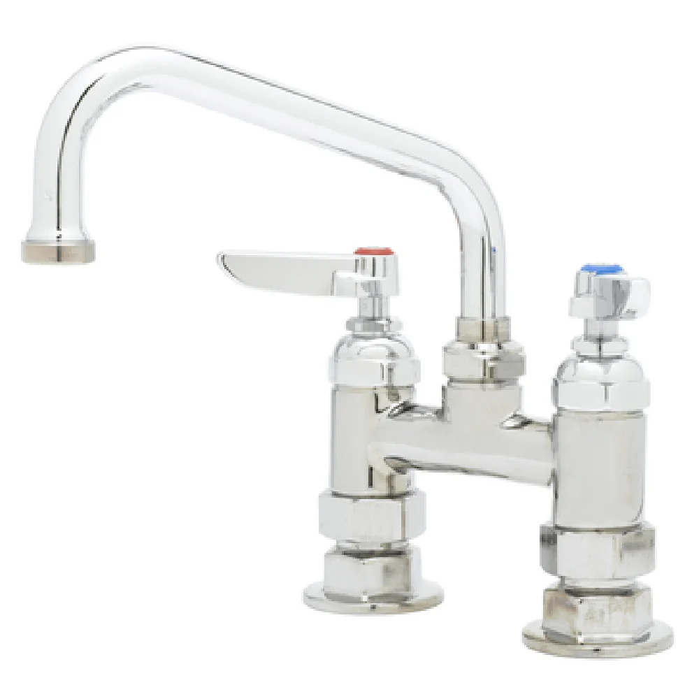 T&S Brass B-0228 6 Inch Mixing Faucet Deck Mount with Lever Handles Stainless Steel