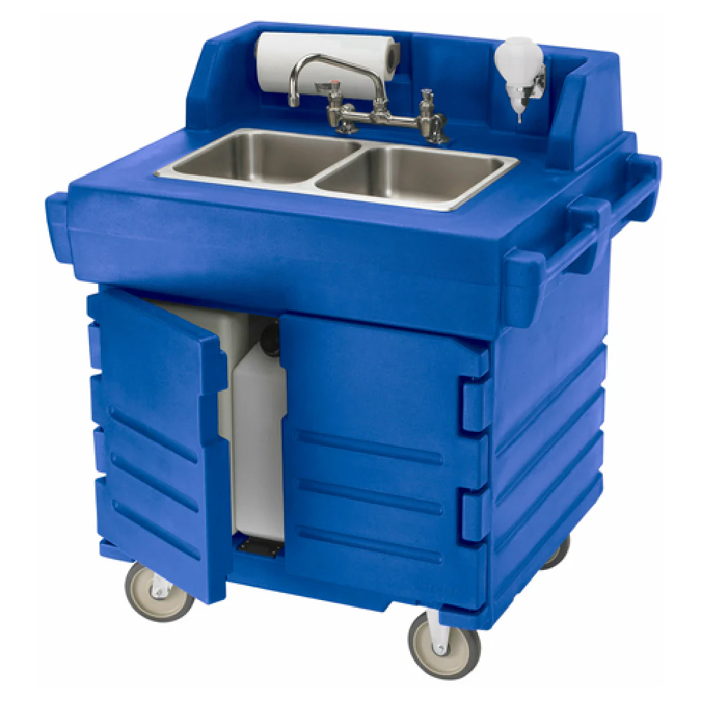 Cambro KSC402186 40 Inch Mobile Handwashing System with 2 Compartment Sink Polyethylene
