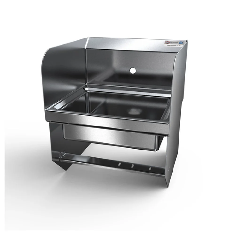 NBR Equipment HS2-W1-LR-KB 14 Inch Handsink with Left and Right Side Splashes Stainless Steel