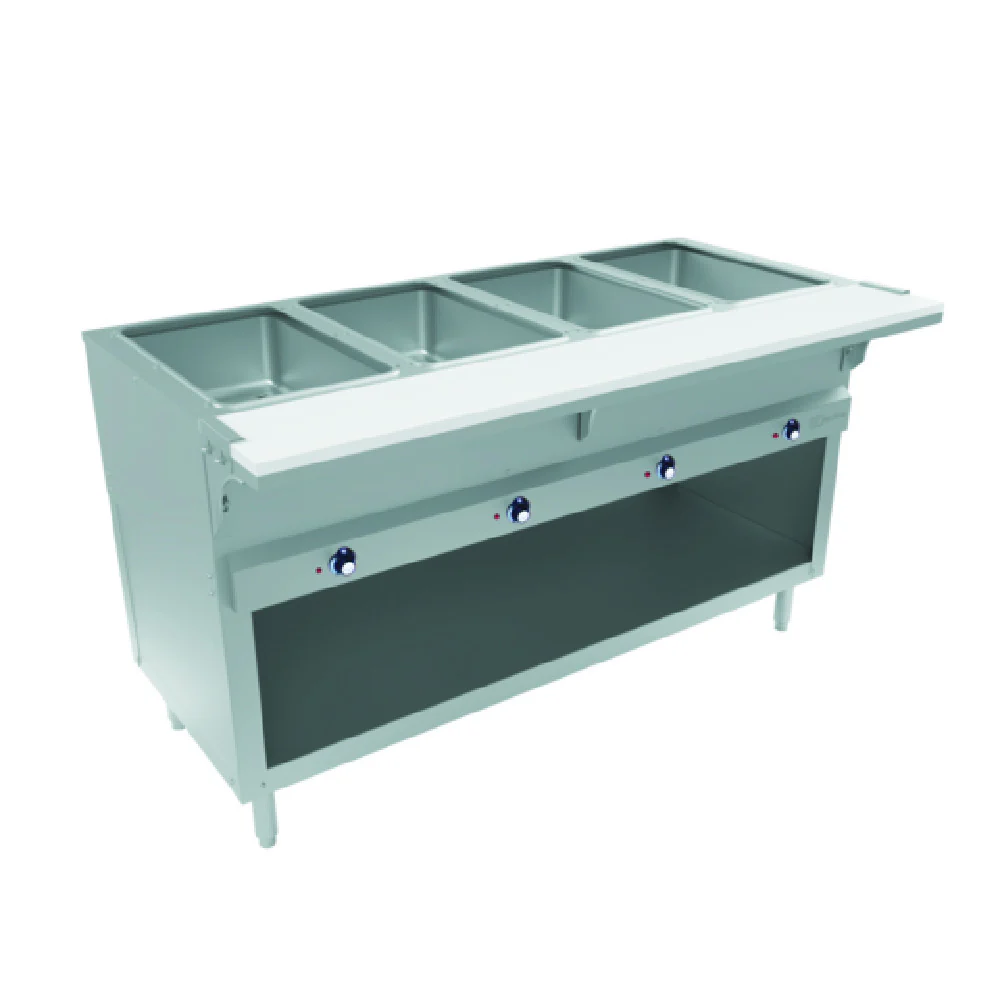 BK Resources STESW-4-240-EN 58 Inch Open Base Electric Steam Table with Undershelf BK Resources STESW-4-240-EN 58 Inch Open Base Electric Steam Table with Undershelf