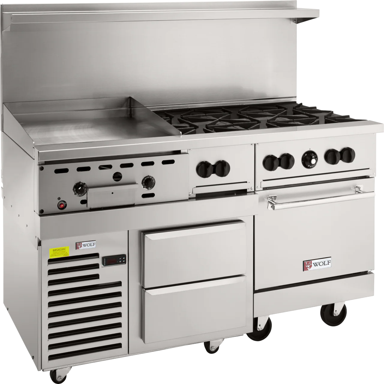 Wolf C60RS-24G6B_NAT 60 Inch Gas Challenger XL Restaurant Range with 6 Burners 220000 BTU Wolf C60RS-24G6B_NAT 60 Inch Gas Challenger XL Restaurant Range with 6 Burners 220000 BTU