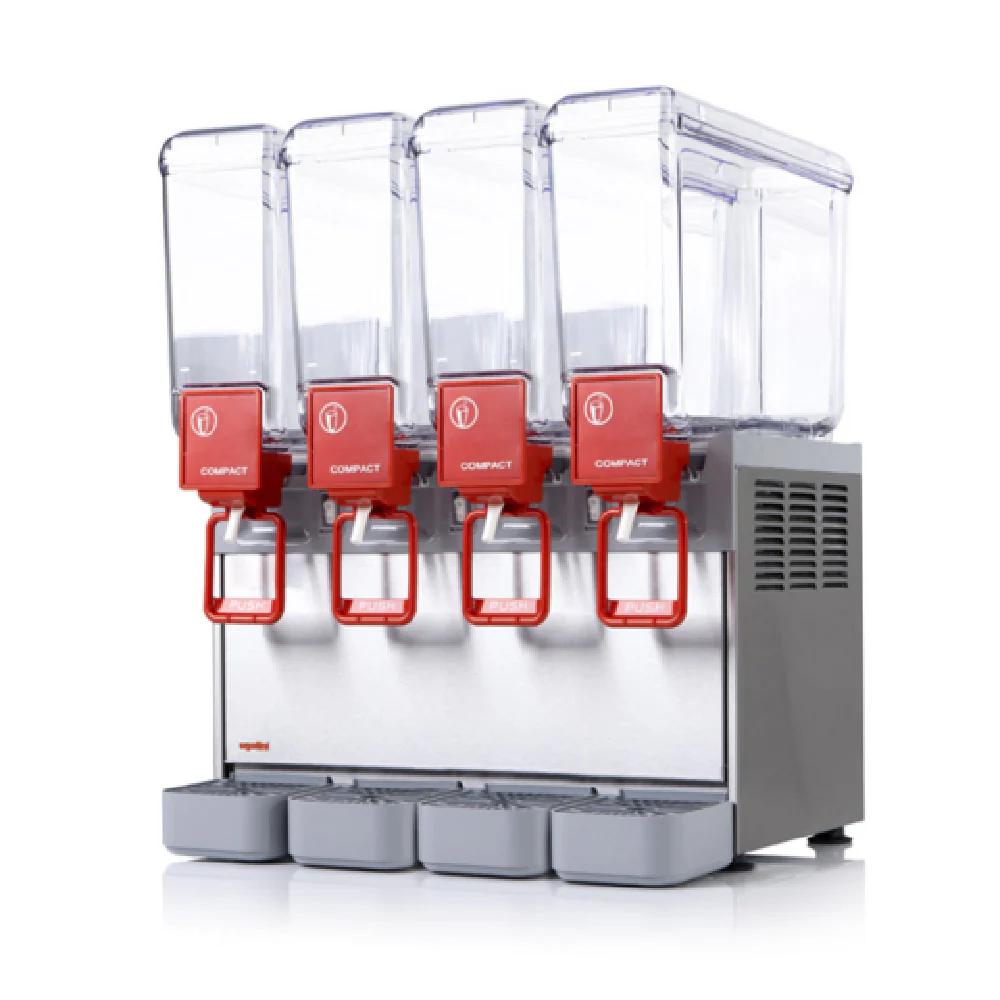 Monaco Foodservice UEAC401K0 19 Inch Electric Cold Beverage Dispenser Stainless Steel with 4 Bowls