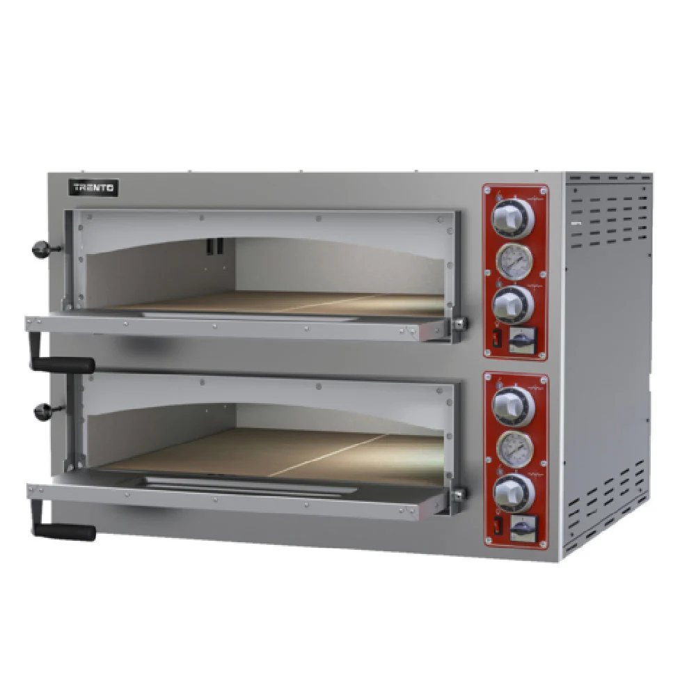 Omcan 40636 39 Inch Electric Pizza Oven Deck-type Double Chamber Stainless Steel with Mechanical Thermostats