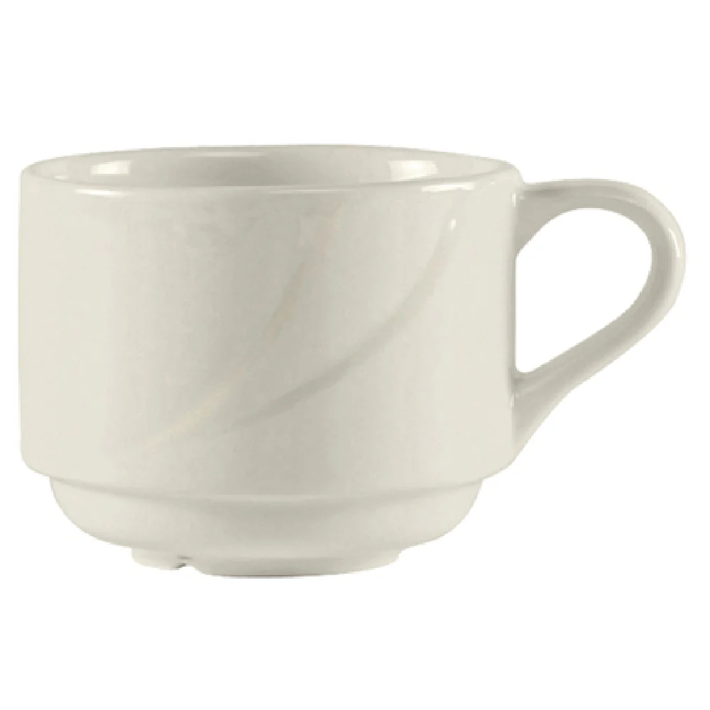 Tuxton ASU-083 7 Oz Cup Lead Free Ceramic Stackable White - 3 Dozen Cases