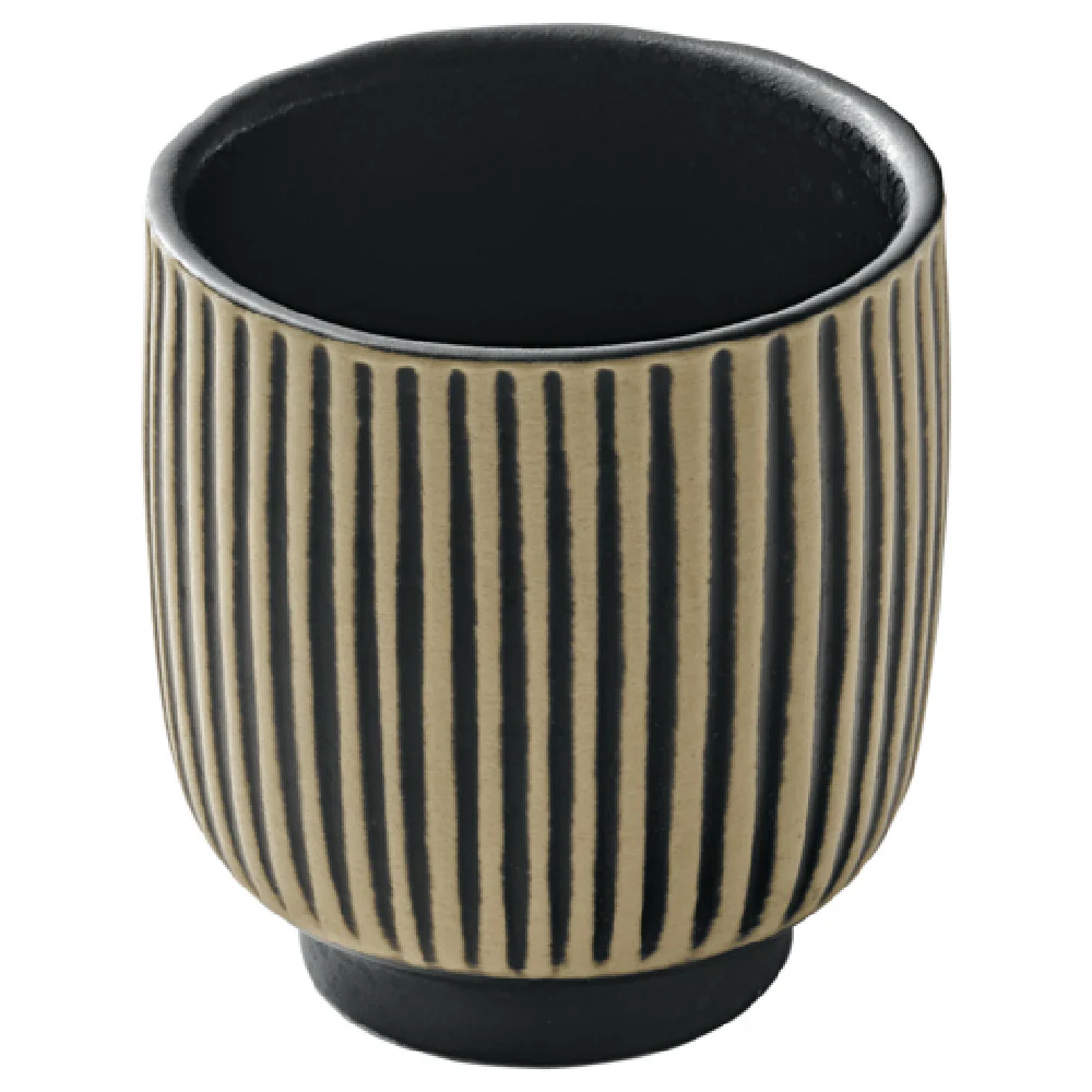 BauscherHepp P015451-000628 3.4 Oz Cup Relief Stoneware Black and White