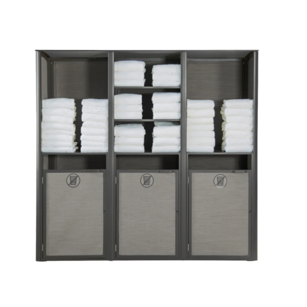 Grosfillex US174288 73 Inch Sunset Towel Valet Triple Unit Aluminum 3 Carts with Removable Shelves Grosfillex US174288 73 Inch Sunset Towel Valet Triple Unit Aluminum 3 Carts with Removable Shelves
