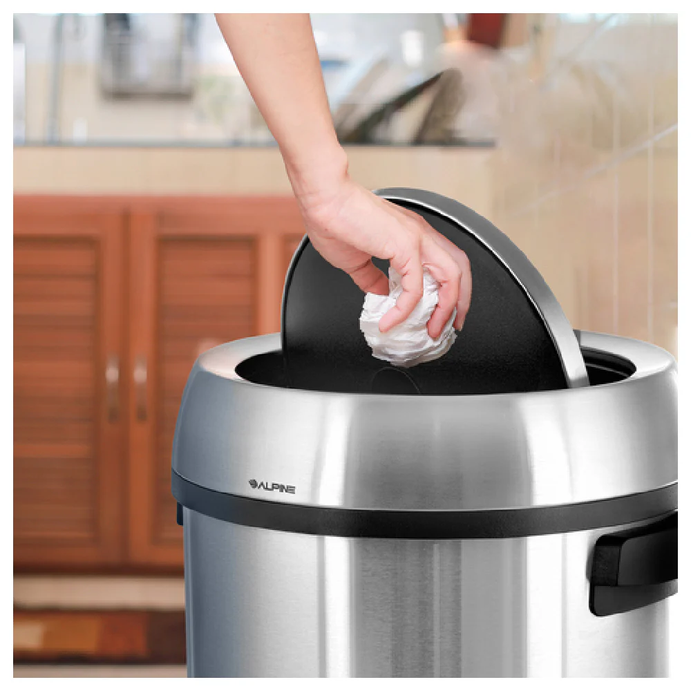 Alpine Industries ALP470-65L-1 17 Gallon Trash Can Stainless Steel Brushed Finish with Lift Off Lid Alpine Industries ALP470-65L-1 17 Gallon Trash Can Stainless Steel Brushed Finish with Lift Off Lid
