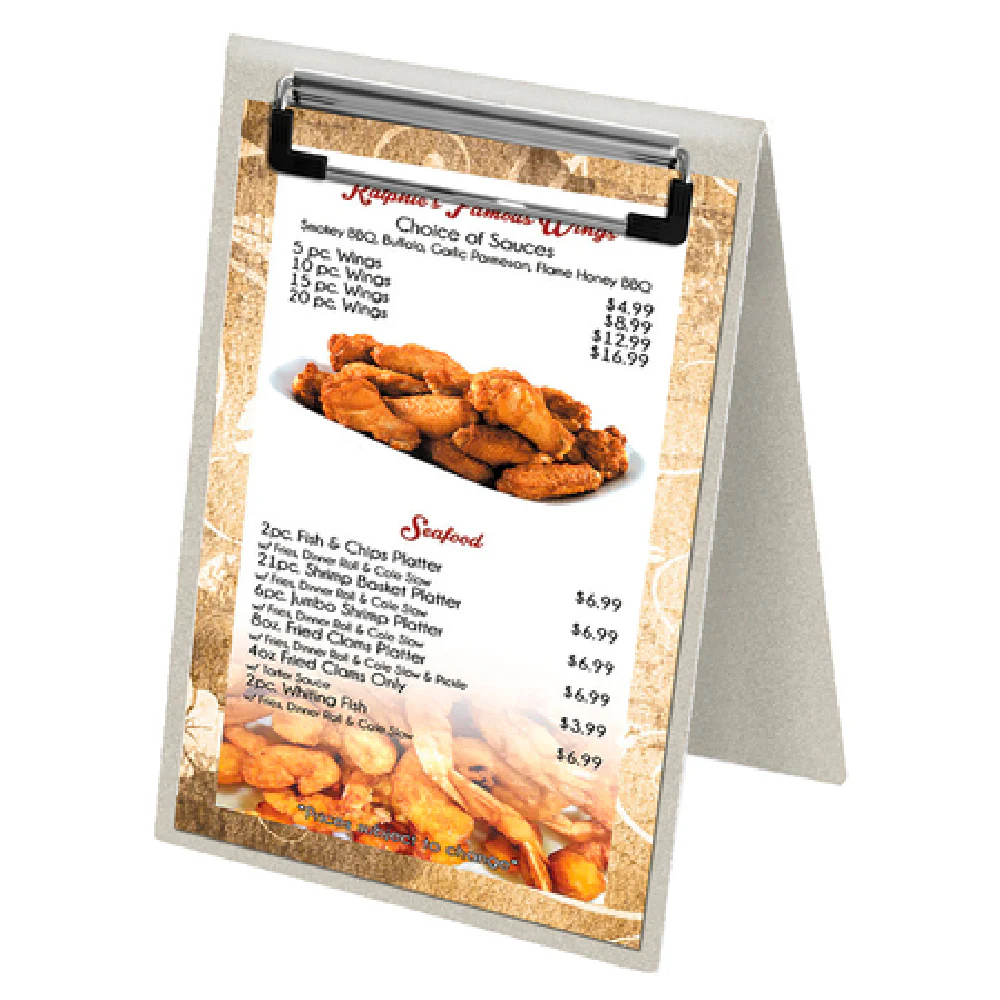 Menu Solutions MTDBL-58-CLP_SWIRL 5-1/2 Inch x 8-1/2 Inch Double Sided Tent Aluminum Sign Menu Solutions MTDBL-58-CLP_SWIRL 5-1/2 Inch x 8-1/2 Inch Double Sided Tent Aluminum Sign