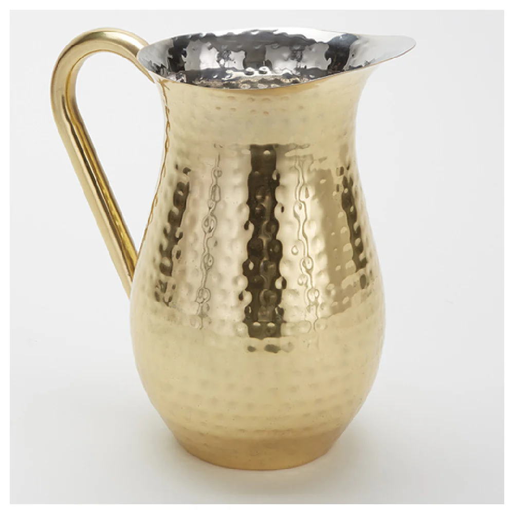 American Metalcraft BWPHG84 84 Oz Bell Pitcher with Handle Stainless Steel Hammered Gold Finish
