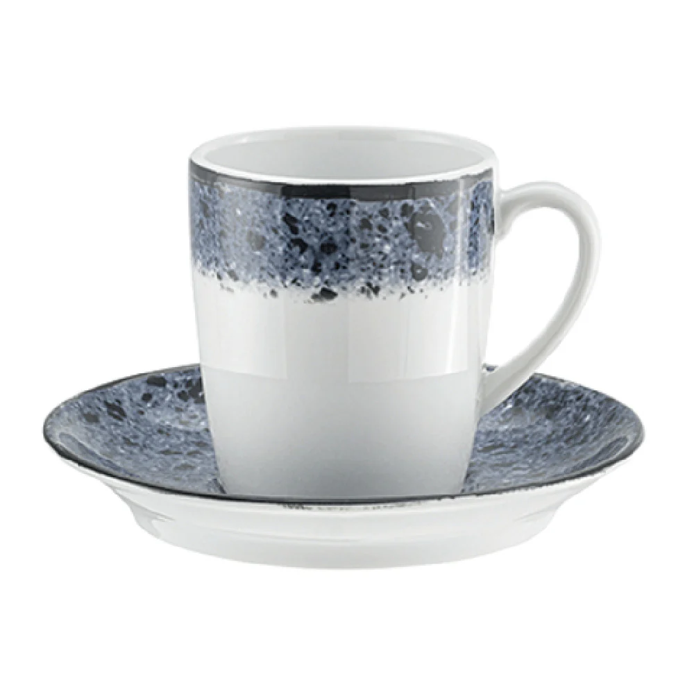 Libbey 9015270-63076 6-3/4 Oz Porcelain Cup Tall with Handle Blue Stone