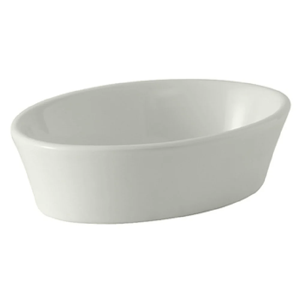 Tuxton BWK-100 10 Oz Oval Baking Dish with Microwave and Dishwasher Safe Ceramic