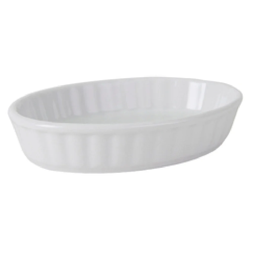 Tuxton BPK-0502 5 Oz Oval Fluted Crème Brulee Dish Porcelain White