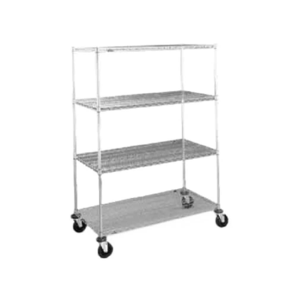Metro N356EBR 48 Inch Wire Stem Caster Cart with 4 Shelves Polyurethane Casters