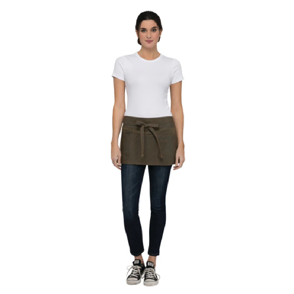 Chef Works AWN01BTP0 23 Inch Waist Apron with 3-part front pocket Blue Taupe Denim