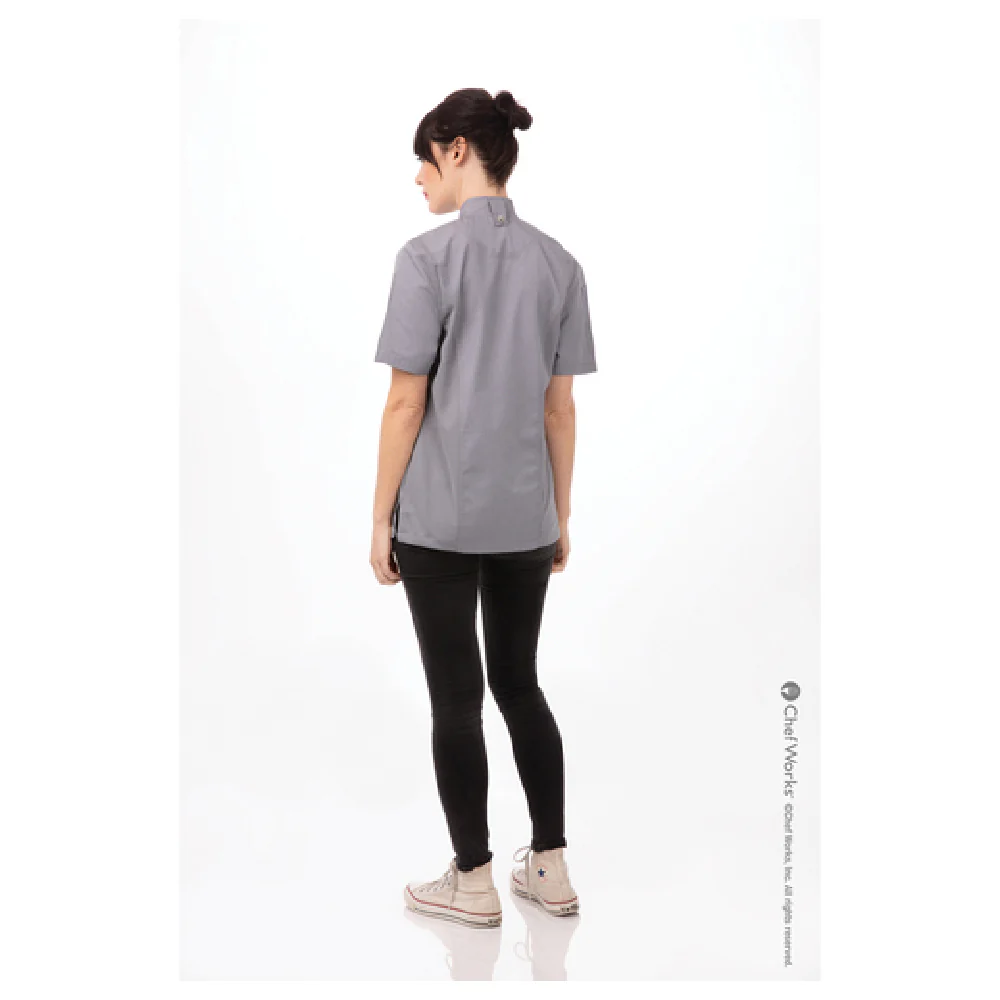 Chef Works BCWSZ006GRY3XL Women's Chef Coat 3XL Gray Short Sleeve with Pockets Chef Works BCWSZ006GRY3XL Women's Chef Coat 3XL Gray Short Sleeve with Pockets