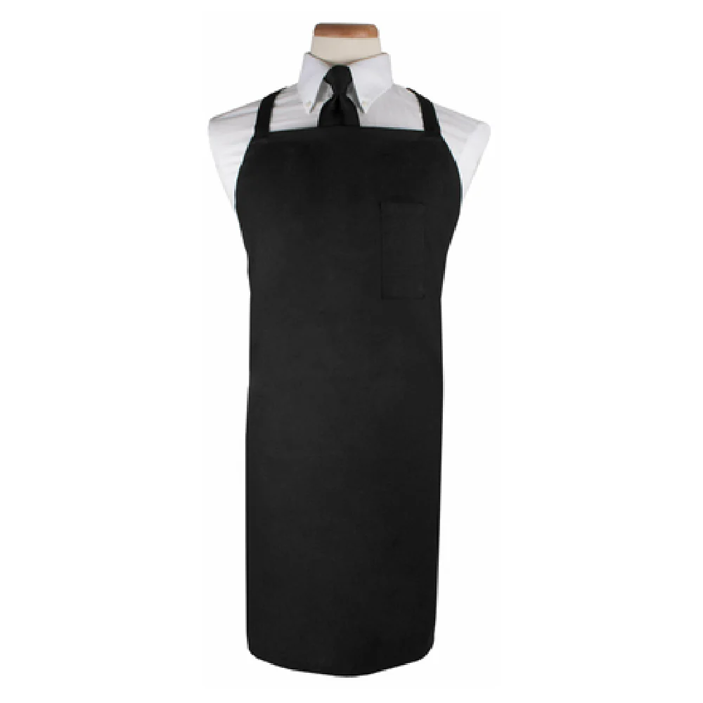 John Ritzenthaler Company BIABK 32 to 32-1/2 Inch Bib Apron Black Poly Cotton with Pen Pocket