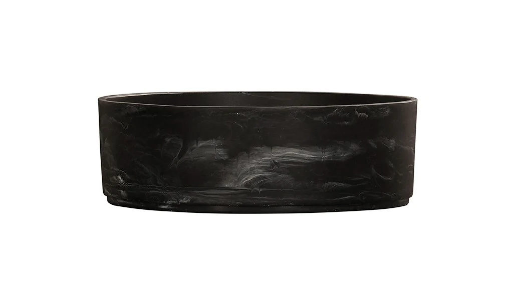 Cal-Mil 23738-10-124 10 Inch Diameter Round Bowl with Black Marble Resin