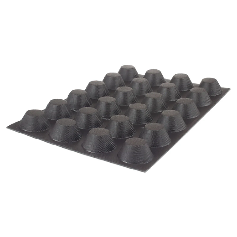 JB Prince M370 R 23 Inch Black Silicone Tapered Muffin Mold 24 Count