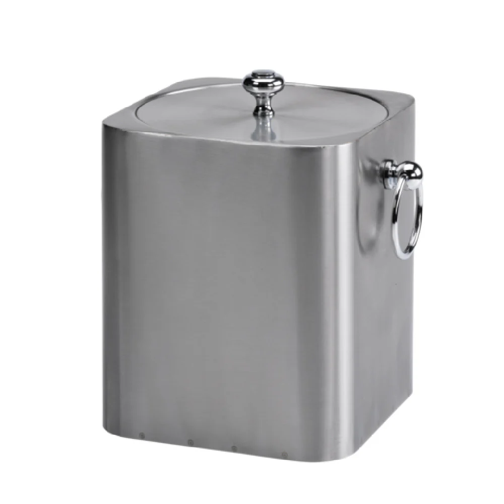 Service Ideas IBSQ3BS 6 Inch Ice Bucket 50.7 Oz Square with Ring Handles Stainless Steel Brushed Service Ideas IBSQ3BS 6 Inch Ice Bucket 50.7 Oz Square with Ring Handles Stainless Steel Brushed