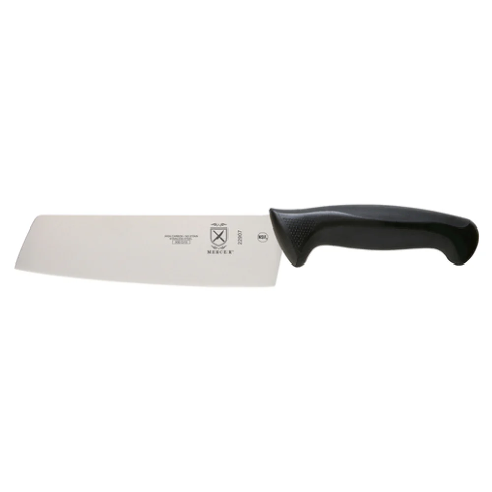Mercer Culinary M22907 7 Inch Blade Nakiri Vegetable Knife High Carbon Steel with Santoprene Handle
