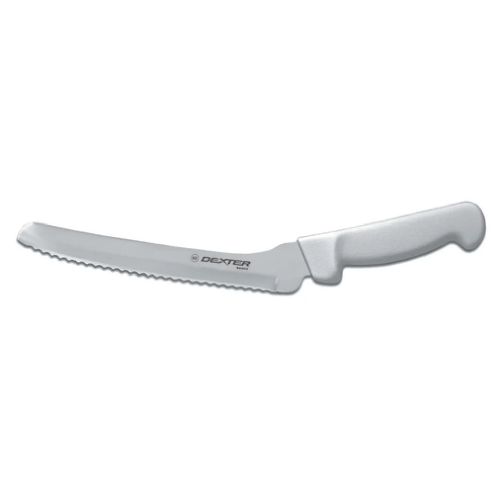 Dexter Russell P94807 8 Inch Scalloped Edge Offset Sandwich Knife High Carbon Steel White Handle Dexter Russell P94807 8 Inch Scalloped Edge Offset Sandwich Knife High Carbon Steel White Handle