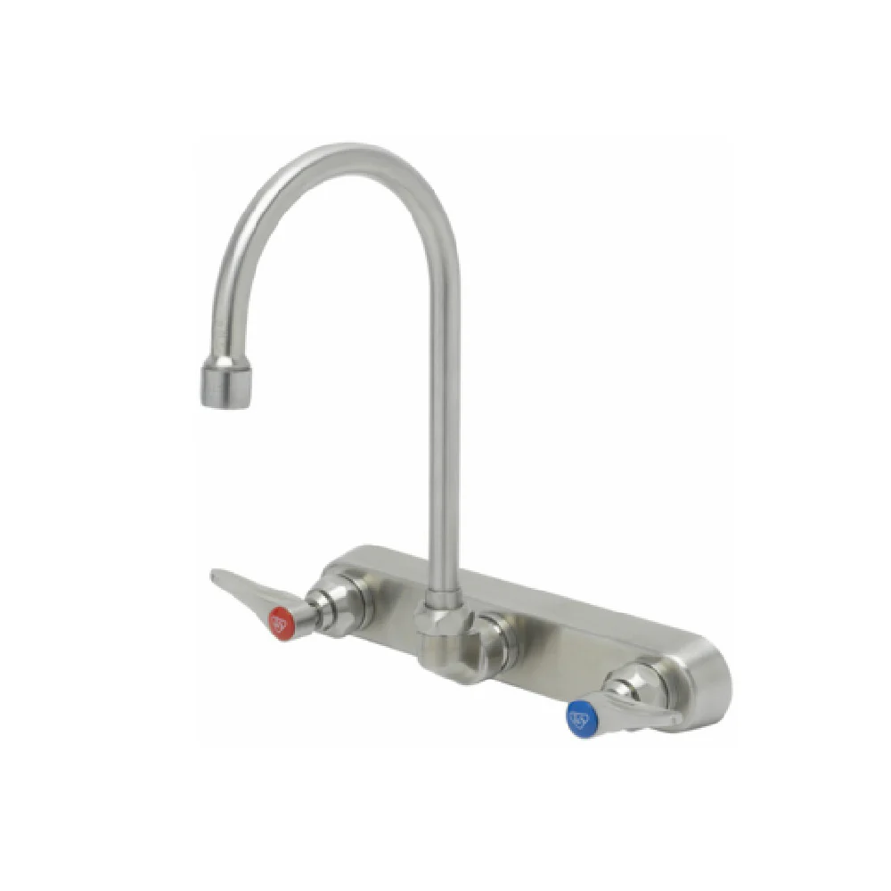 T&S Brass S-1147 8 Inch Wall Mount Mixing Faucet with 5 3/4 Inch Gooseneck