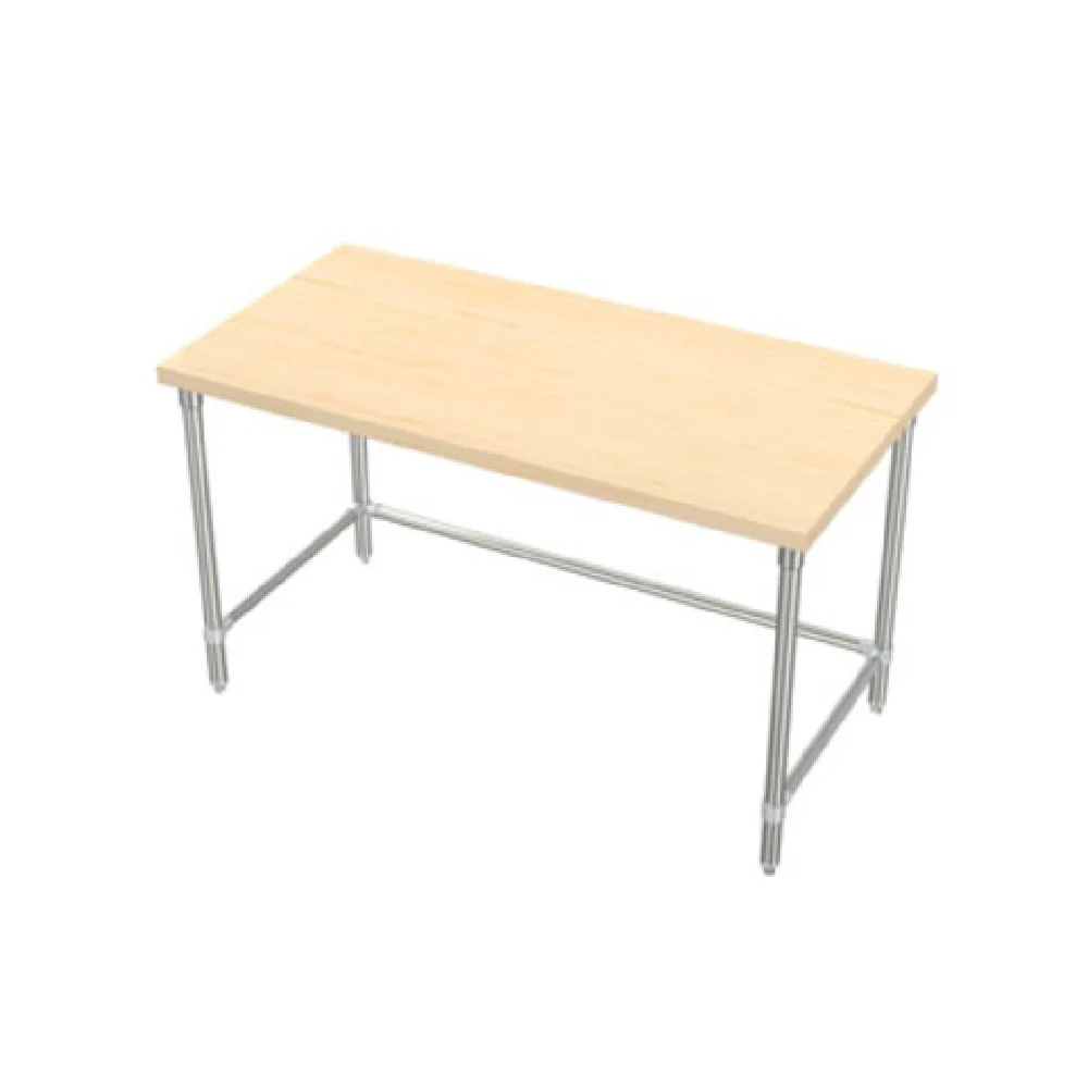 AERO Manufacturing MTSX-3048 48 Inch Work Table Wood Top Stainless Steel Legs with Crossbracing