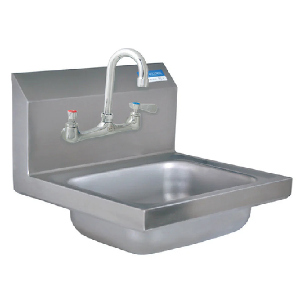 BK Resources BKHS-W-1410-8-P-G 14 Inch Hand Sink Wall Mount Stainless Steel with Faucet