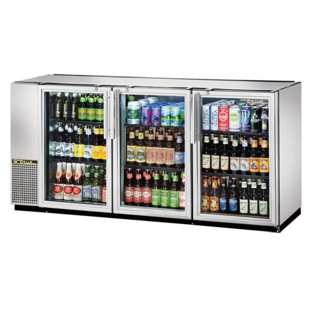 True Refrigeration TBB-24GAL-72G-S-HC-LD Width 59 to 72 Inch Back Bar Cabinet Stainless Steel with Glass Doors