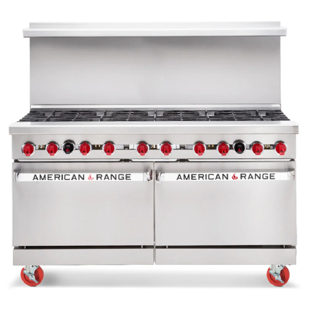 American Range AR-24G-6B-CL-SBR_NAT 60 Inch Gas Restaurant Range with 1 Inch Griddle 6 Burners 262000 BTU