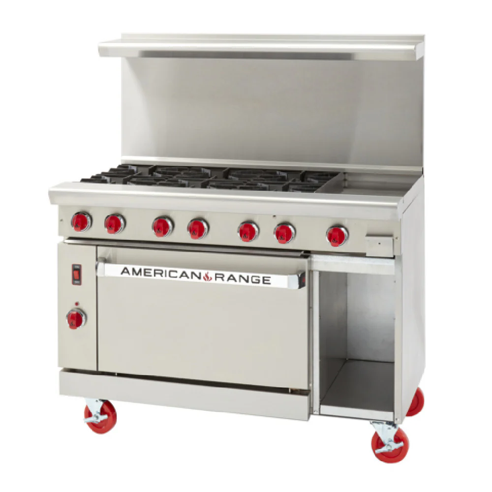 American Range ARGF-8B-126L-SBR 48 Inch Gas Range with 8 Burners 25000 BTU