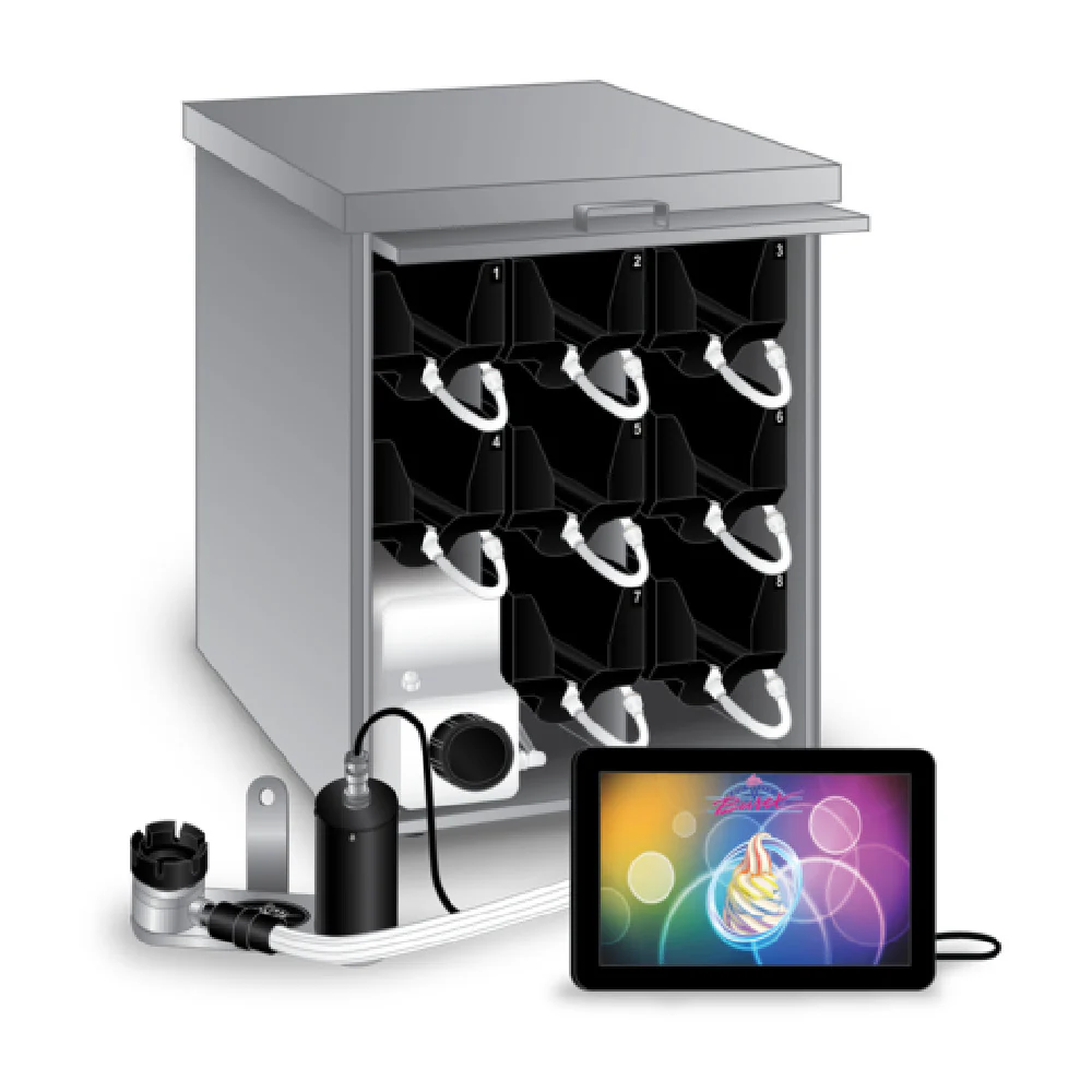 Stoelting STL-80SS-DLX 17 Inch Flavor Burst Soft Serve Machine with 8 Syrup Bags Stoelting STL-80SS-DLX 17 Inch Flavor Burst Soft Serve Machine with 8 Syrup Bags