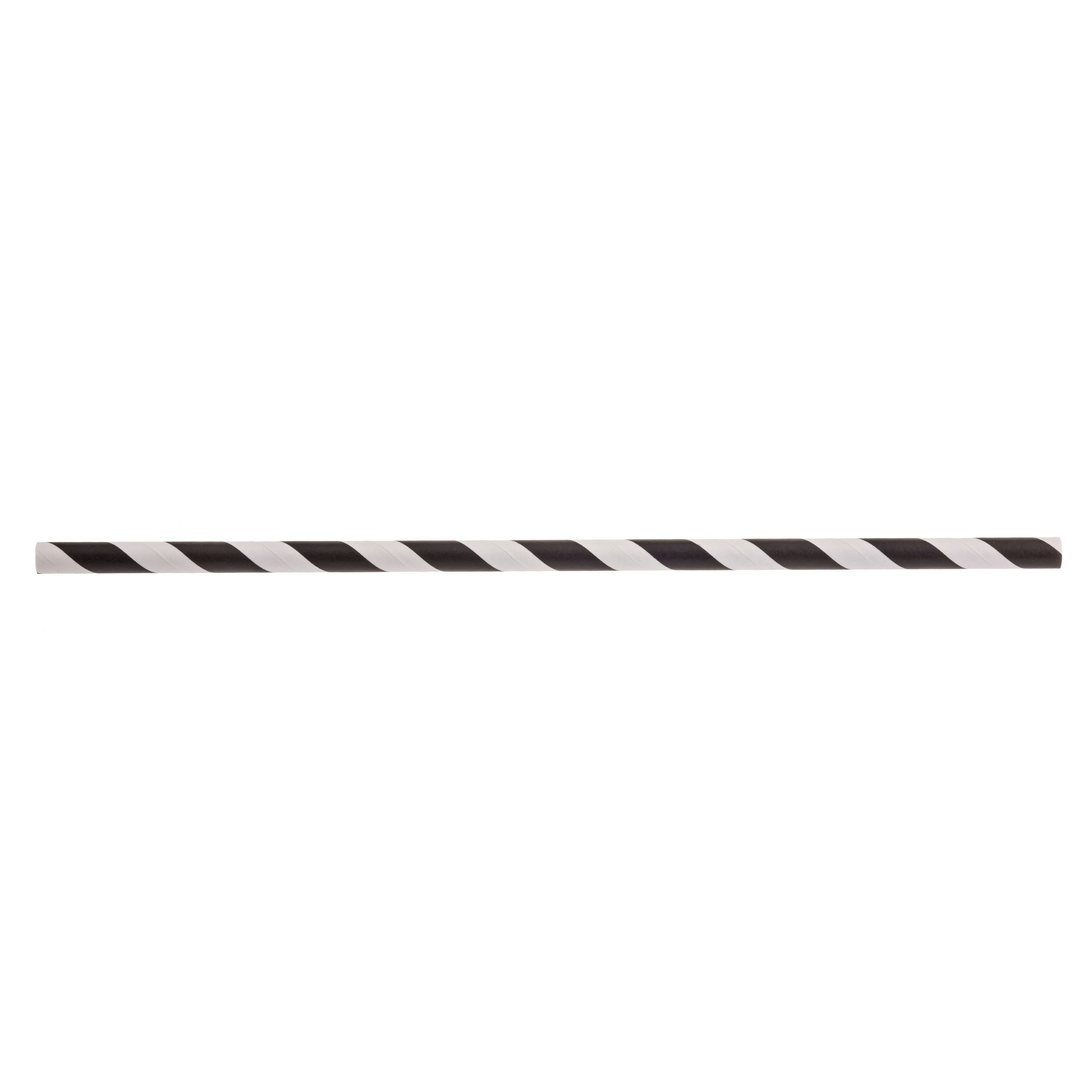 Tablecraft 100112 7-3/4 Inch Straws 6mm Thick Paper Black Striped 500 Packs