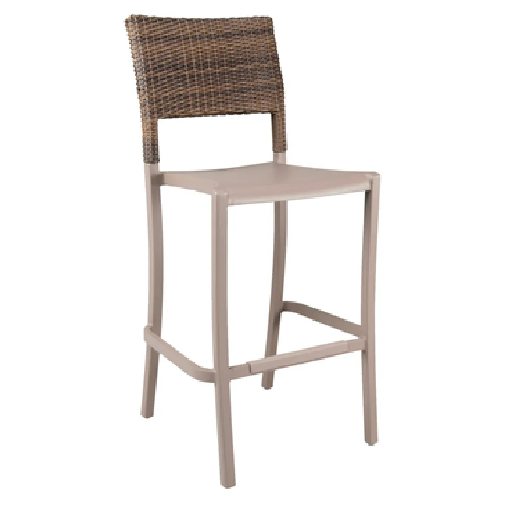 Grosfillex US927181 Bar Stool Armless Indoor Outdoor Synthetic Wicker Aluminum Frame