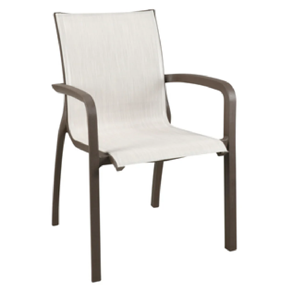 Grosfillex US700599 24 Inch Armchair Outdoor Textilene Sling Beige