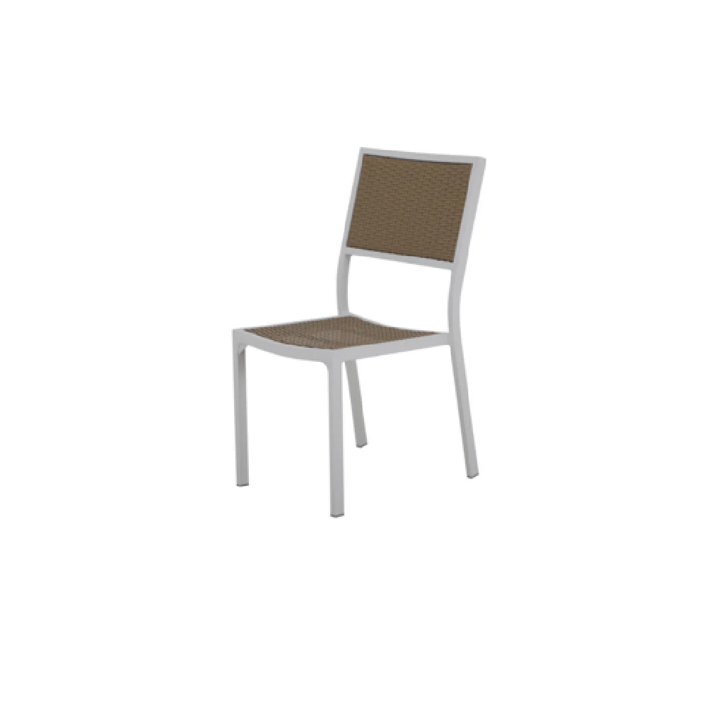 Plantation Prestige Commercial Furniture 8760700-0452 18 Inch Durango Chair Armless Stackable Aluminum Honey Woven White Plantation Prestige Commercial Furniture 8760700-0452 18 Inch Durango Chair Armless Stackable Aluminum Honey Woven White