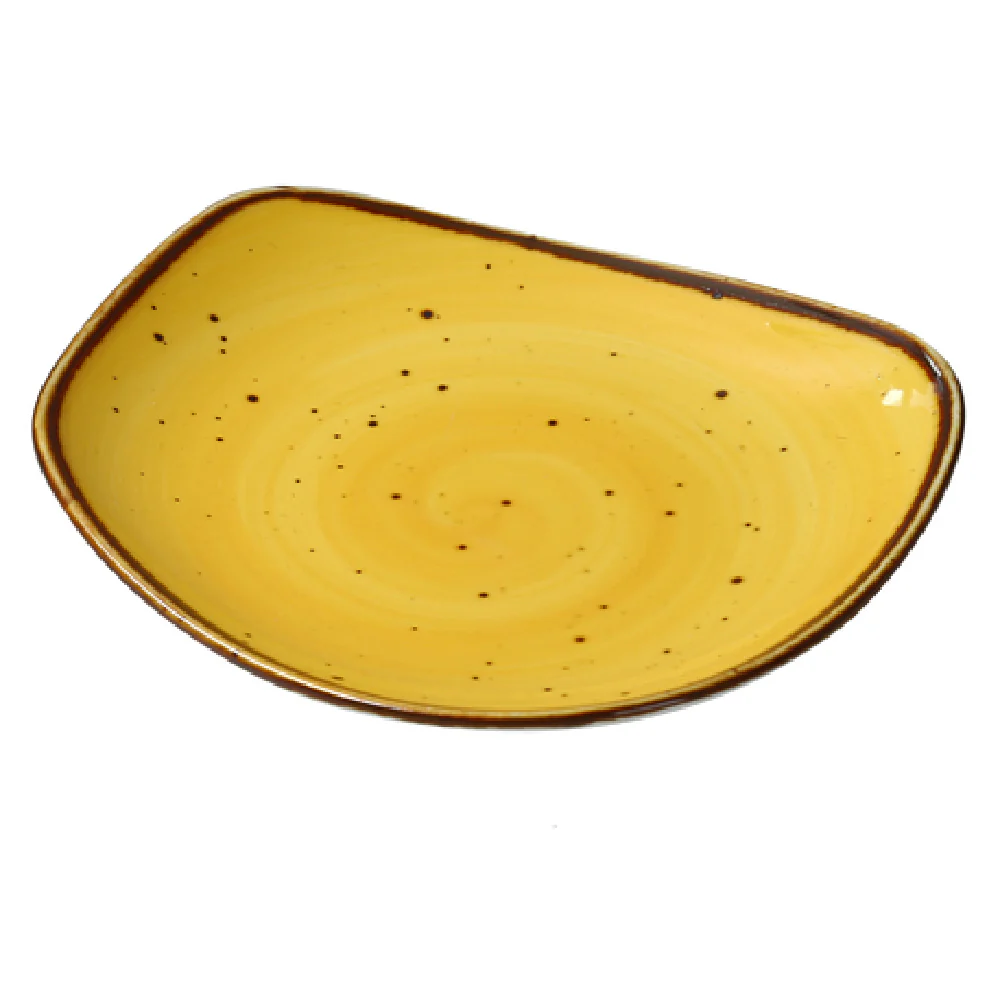 Yanco LY-107YL 7-1/4 Inch Free Form Plate Glazed Porcelain Yellow
