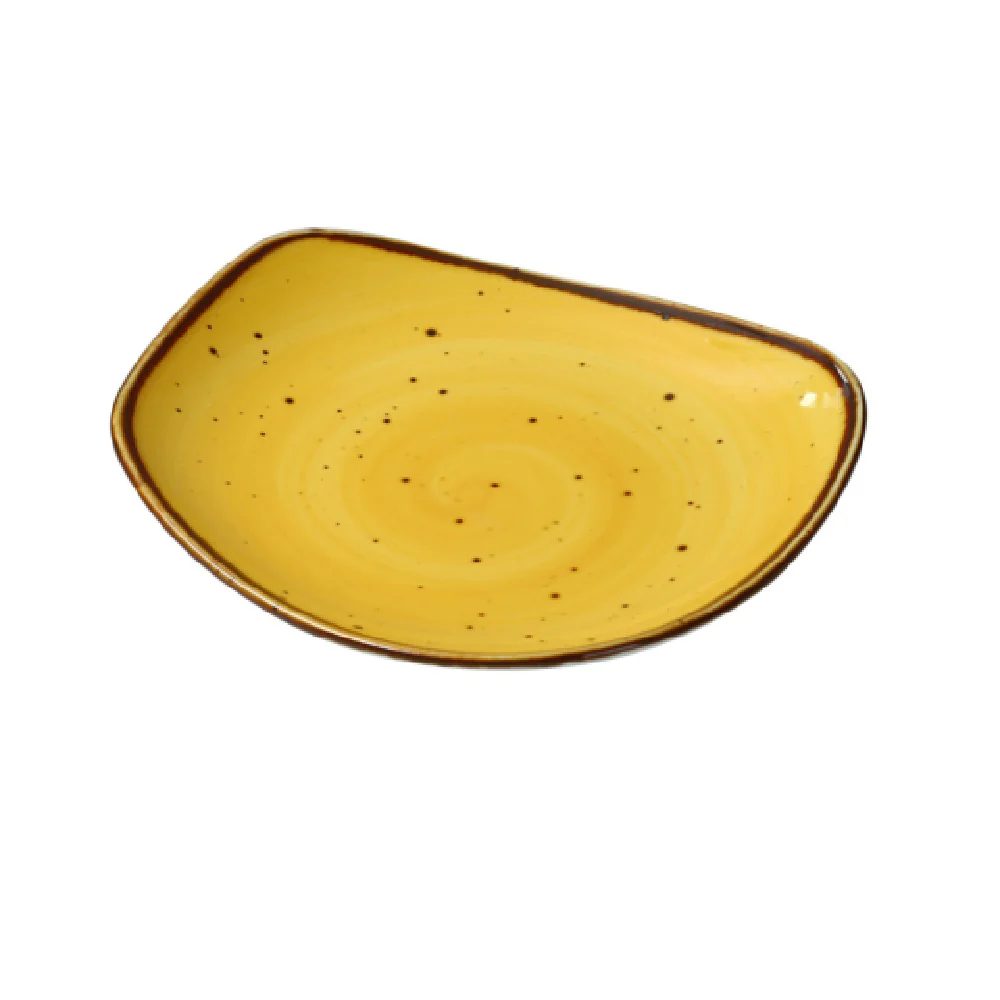 Yanco LY-107YL 7-1/4 Inch Free Form Plate Glazed Porcelain Yellow Yanco LY-107YL 7-1/4 Inch Free Form Plate Glazed Porcelain Yellow