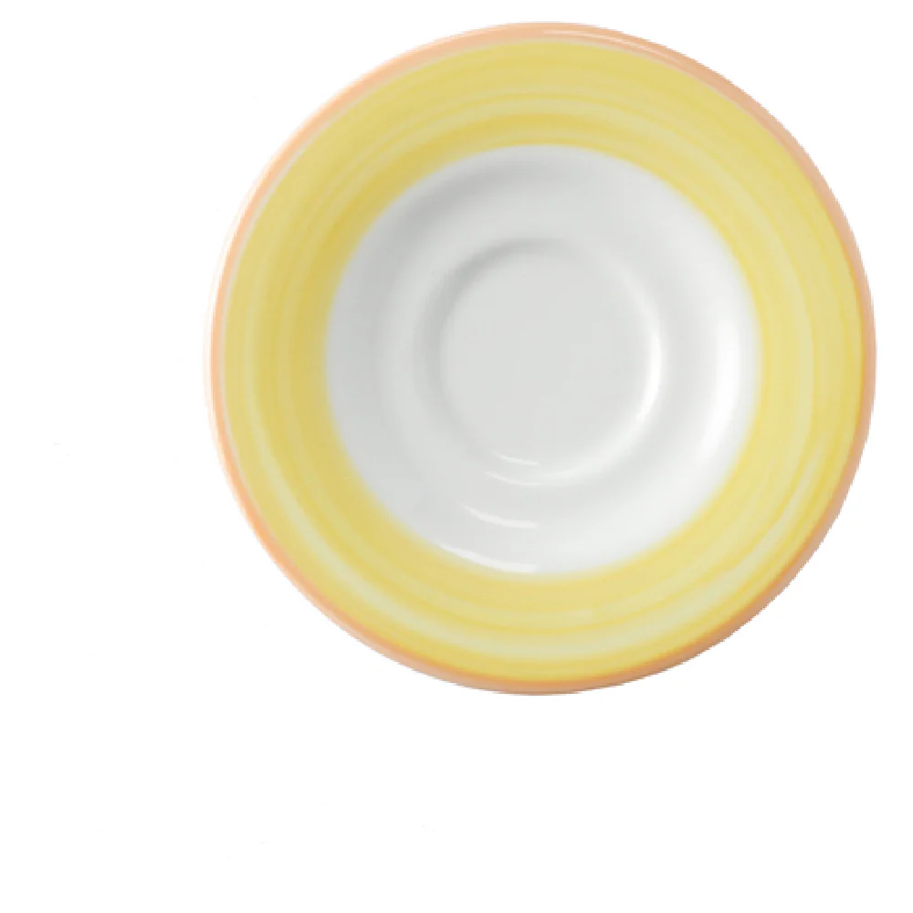 GET Enterprises PA1600900124 5 Inch Porcelain Saucer Scratch Resistant Orange Edge GET Enterprises PA1600900124 5 Inch Porcelain Saucer Scratch Resistant Orange Edge