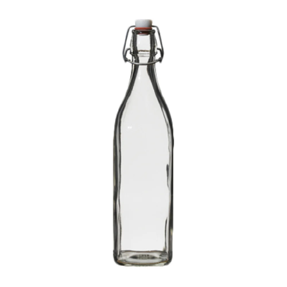 Steelite 4953Q513 1.0 Quart Swing Top Bottle Soda Lime Glass with Airtight Seal